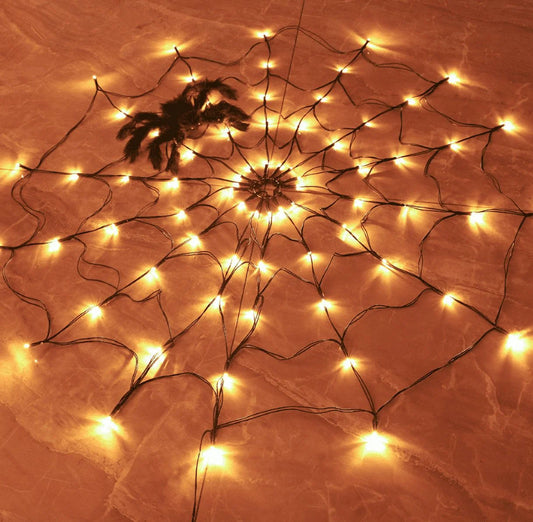 Spider Web Lights Halloween Decoration Lights LED Atmosphere Layout Halloween Decoration Props Usb Light Strings