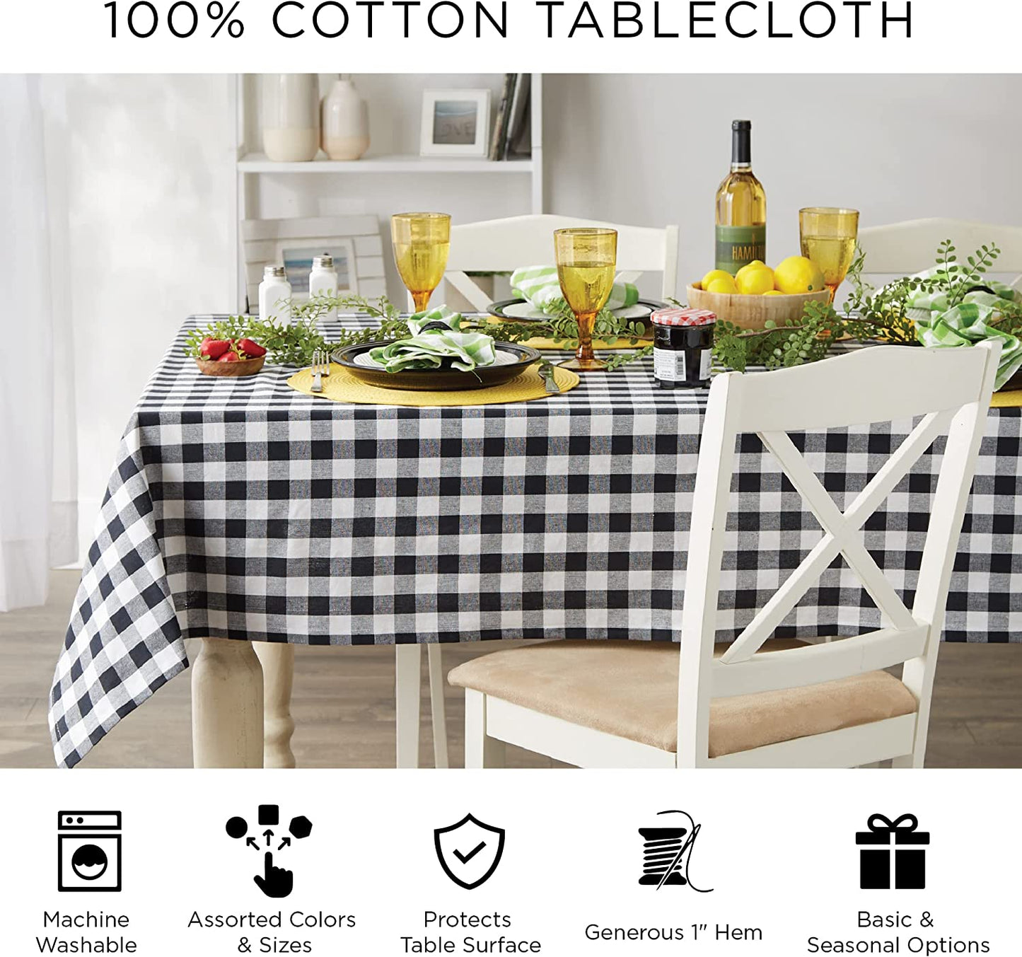 Rustic Autumn Leaves Kitchen Collection Thanksgiving & Fall Table Décor, Tablecloth, 60X104