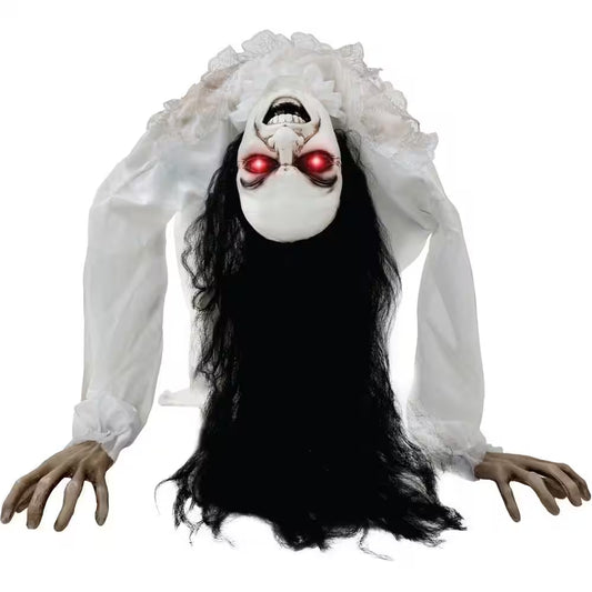 35 In. Lifesize Animatronic Possessed Woman with Lights and Sound, Indoor/Covered Outdoor Halloween Decoration