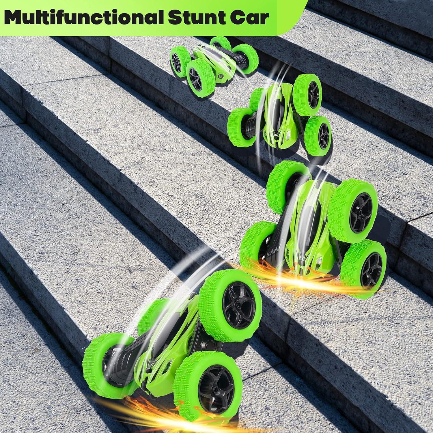 Remote Control Car with Double Sided 360 Degrees Tumbling and Rotating, 2.4GHZ RC Stunt with LED, RC Car Toys for 8 Year Old Boys Girls