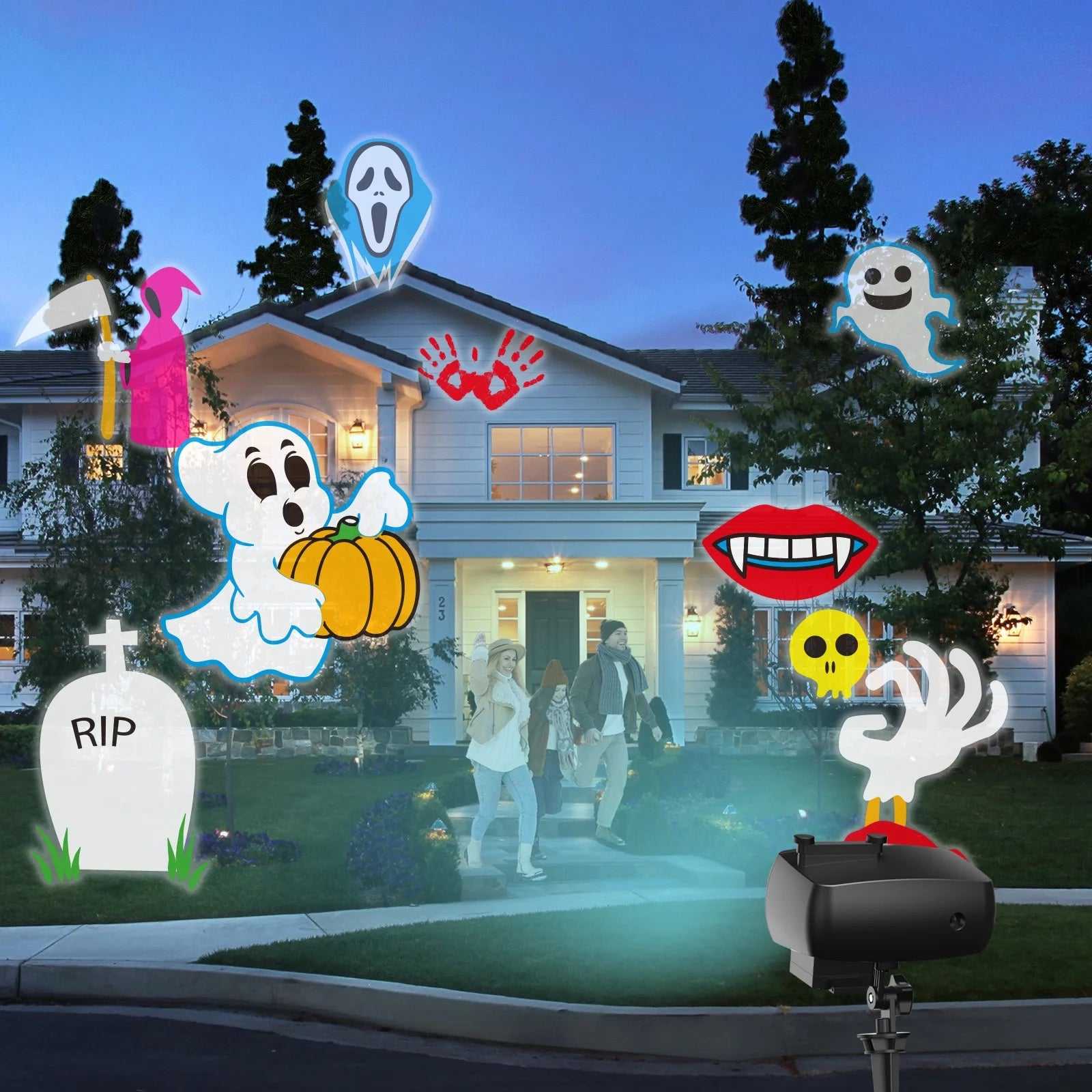 15W Brighter Halloween Decorations Projector Lights and Christmas Projector Outdoor 2025 Upgrade, 10 HD Slides (3D Ocean Wave & Patterns), 30 Holiday Projector Home Party Light Show