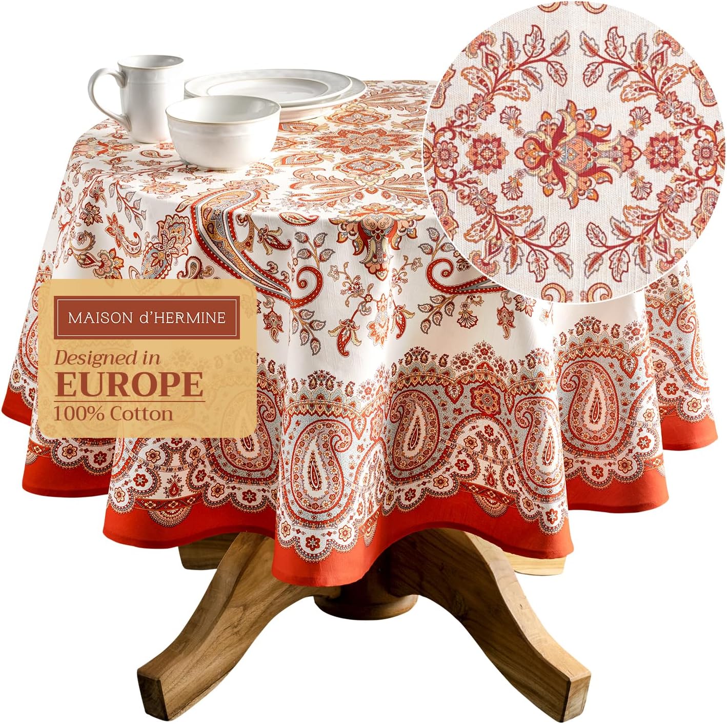 Table Cloth Square Table 100% Cotton 60 X 60 Inches Tablecloth Reusable Decorative Everyday Use for Dining Room, Farmhouse, Home, Party, Festive & Wedding - Amarante