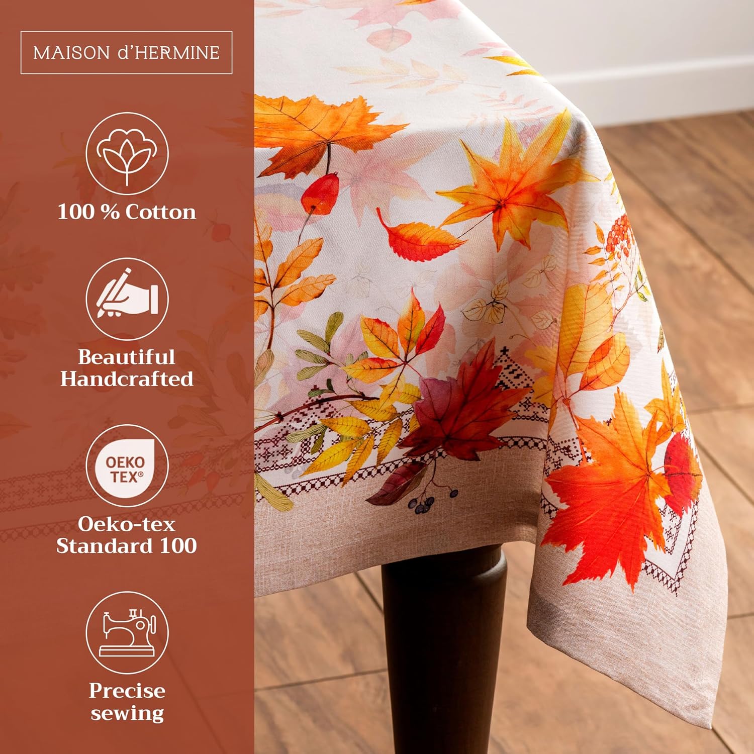 Table Cloth Square Table 100% Cotton 60 X 60 Inches Tablecloth Reusable Decorative Everyday Use for Dining Room, Farmhouse, Home, Party, Festive & Wedding - Amarante