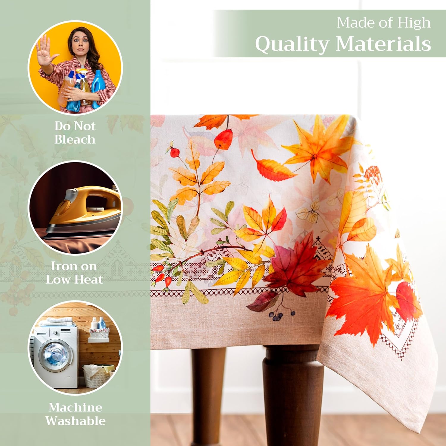 Table Cloth Square Table 100% Cotton 60 X 60 Inches Tablecloth Reusable Decorative Everyday Use for Dining Room, Farmhouse, Home, Party, Festive & Wedding - Amarante