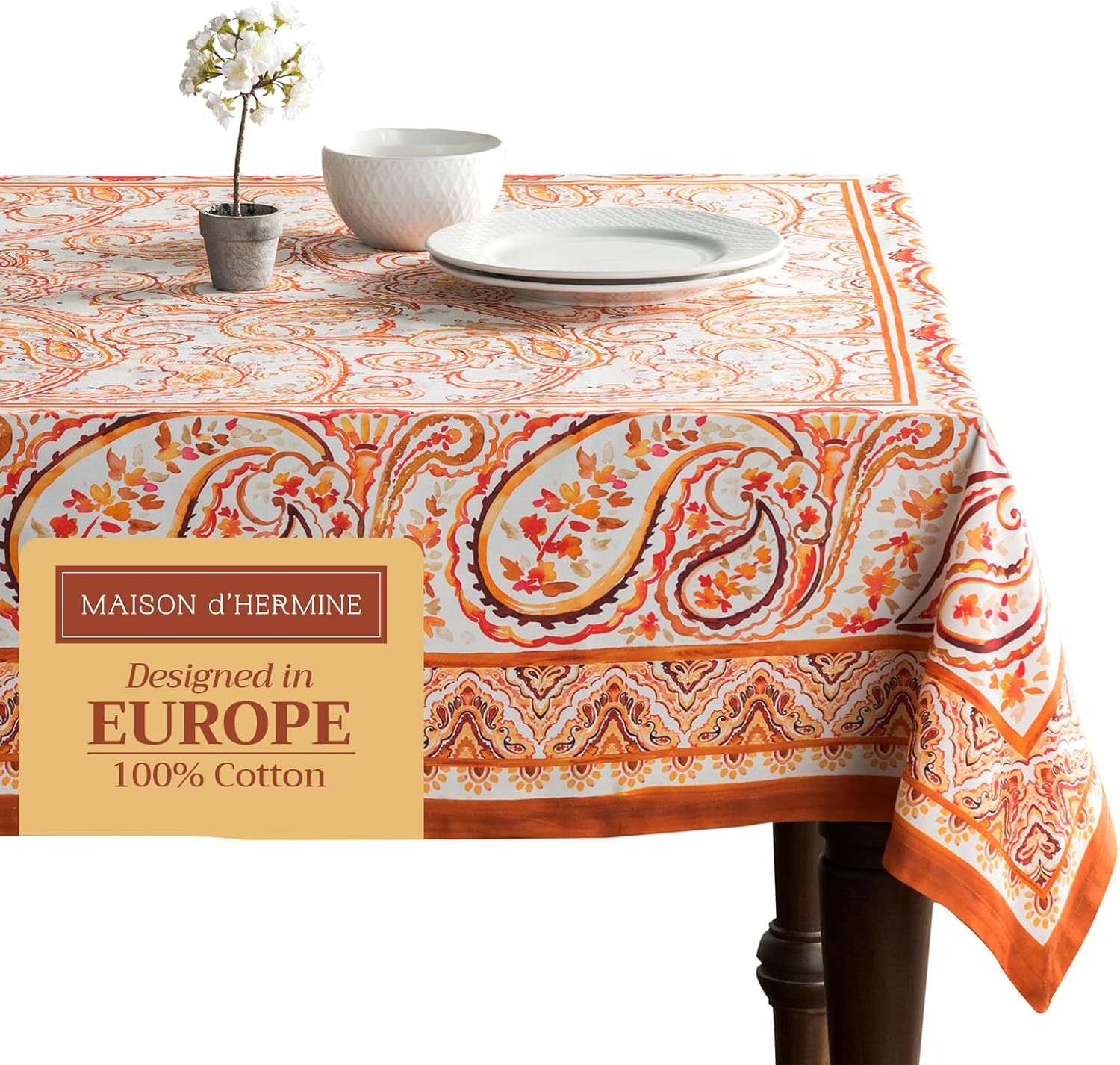 Table Cloth Square Table 100% Cotton 60 X 60 Inches Tablecloth Reusable Decorative Everyday Use for Dining Room, Farmhouse, Home, Party, Festive & Wedding - Amarante