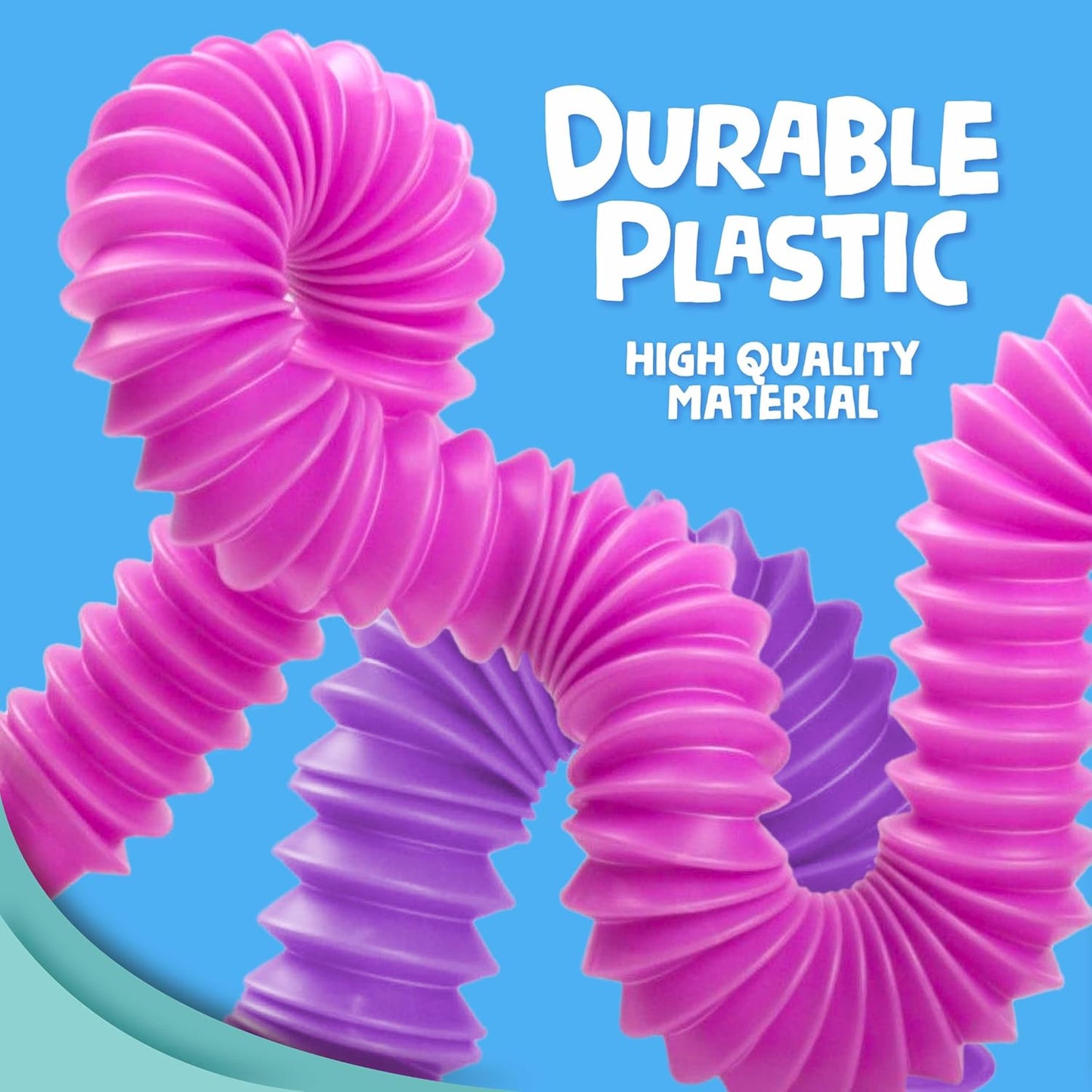 Pop Tubes – Large 8-Pack Fidget Toys – Poppin Pipes Sensory Toys for Toddlers and Kids, Fun Travel Toy for Fine Motor Skill Development