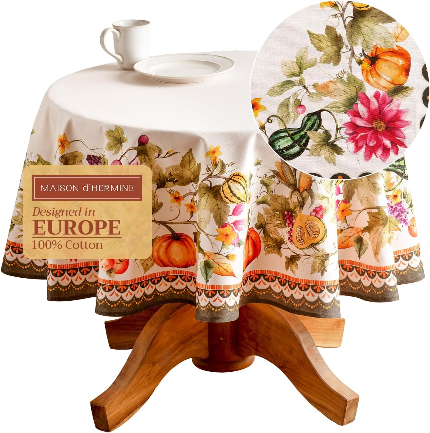 Table Cloth Square Table 100% Cotton 60 X 60 Inches Tablecloth Reusable Decorative Everyday Use for Dining Room, Farmhouse, Home, Party, Festive & Wedding - Amarante