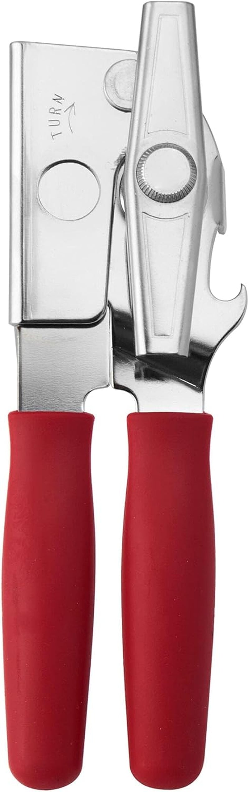 Portable Can Opener, Features an Ergonimic Handle for Optimal Comfort, and Built-In Bottle Opener for a 2-In-1 Tool, Durable Cutting Wheel, Black