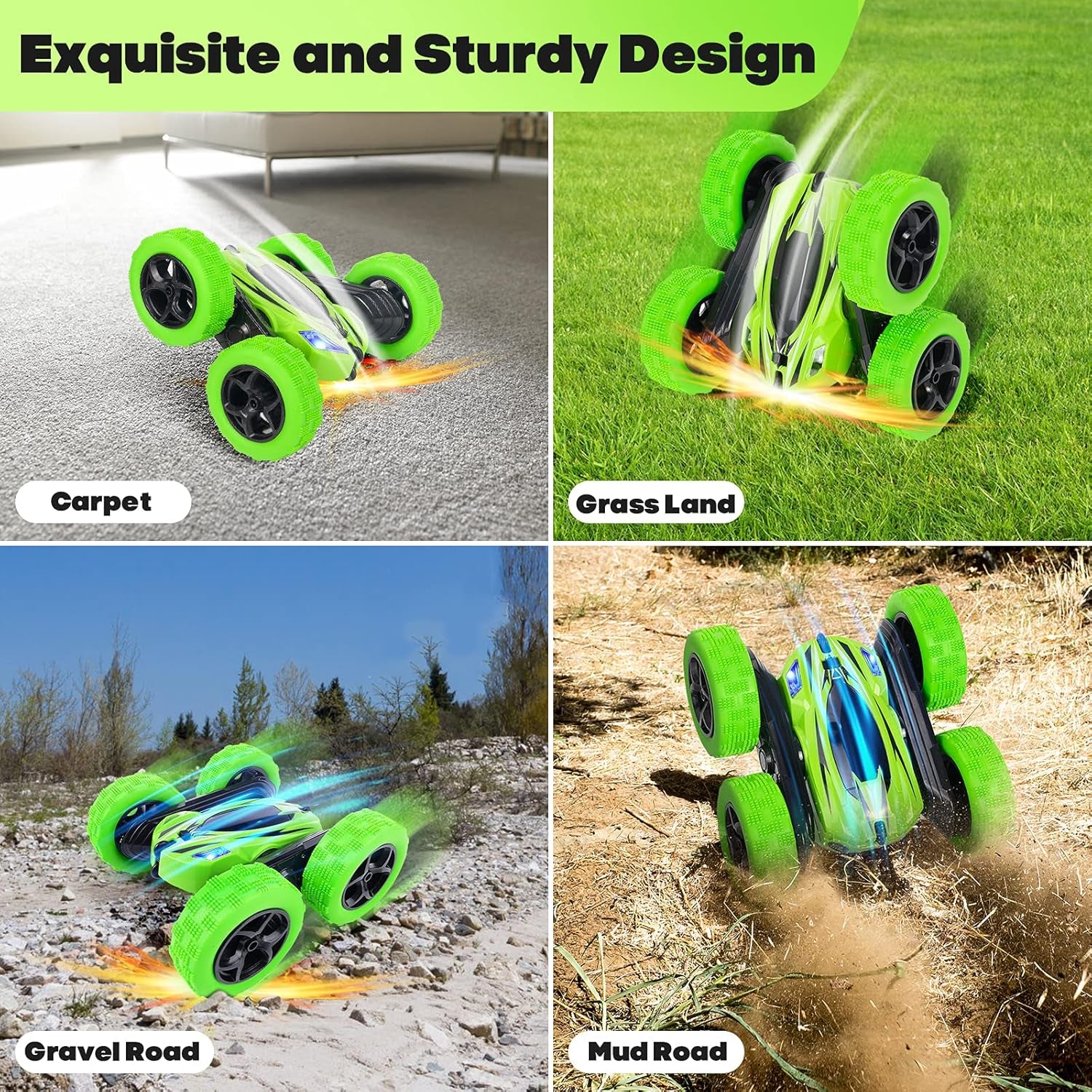 Remote Control Car with Double Sided 360 Degrees Tumbling and Rotating, 2.4GHZ RC Stunt with LED, RC Car Toys for 8 Year Old Boys Girls