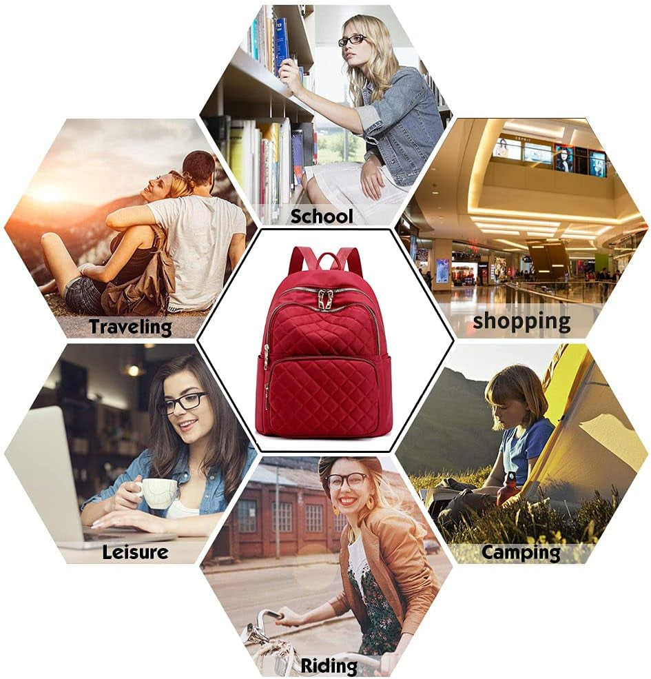 Mini Red Backpack Purse for Women Girls, Waterproof Lightweight Dual-Use Travel Daily Daypack