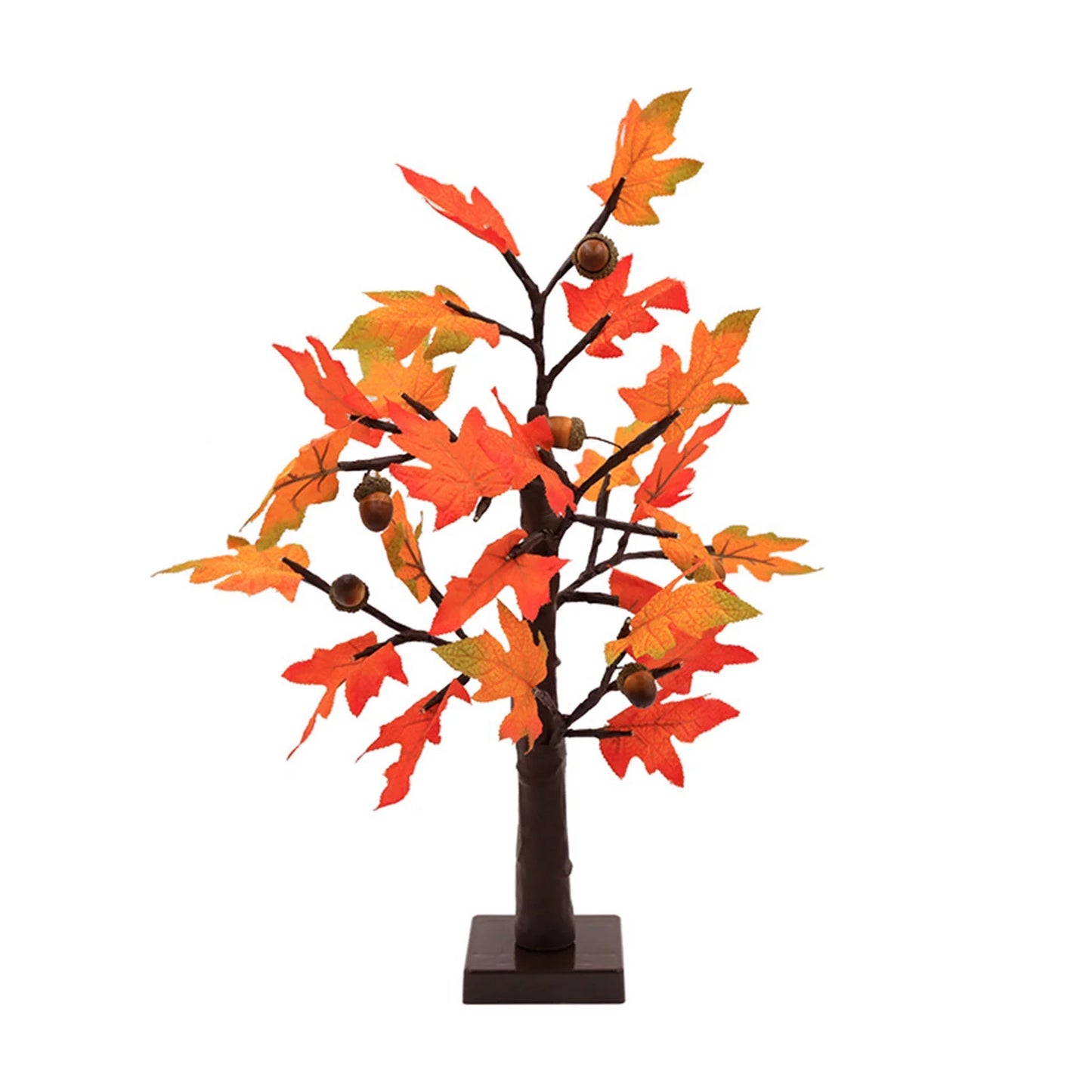 Fall Decorations for Home, 24 Lighted Fall Maple Leaves Tree with Warm White Leds Autumn Decor, Pumpkin Lampshade, Pine Cone, Acorn Ornaments Battery Powered Timer for Thanksgiving