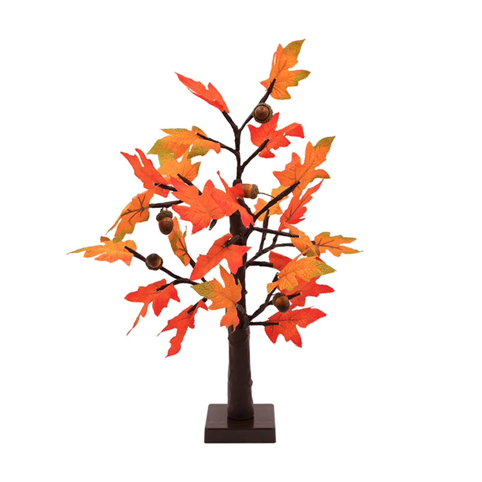 Fall Decorations for Home, 24 Lighted Fall Maple Leaves Tree with Warm White Leds Autumn Decor, Pumpkin Lampshade, Pine Cone, Acorn Ornaments Battery Powered Timer for Thanksgiving