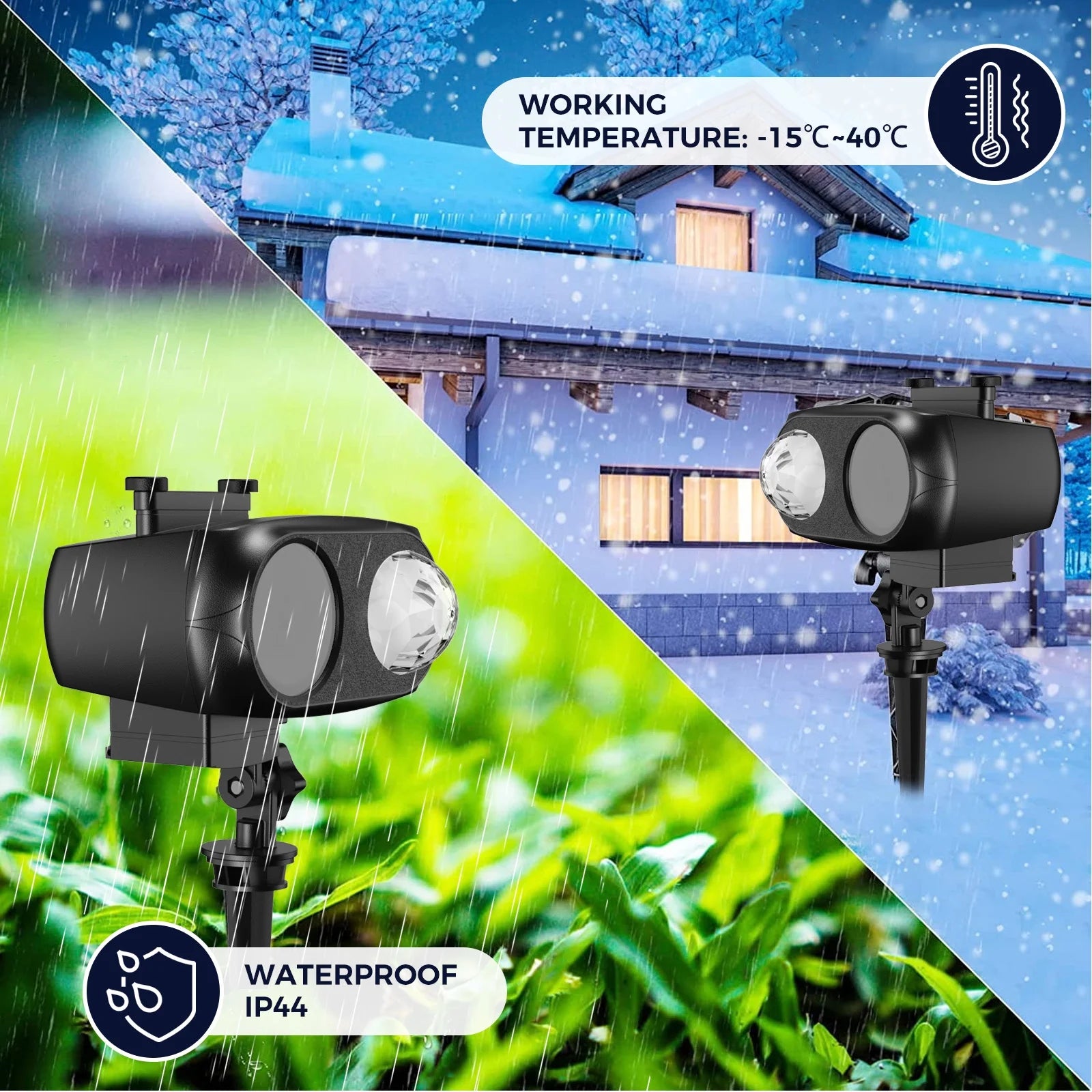 15W Brighter Halloween Decorations Projector Lights and Christmas Projector Outdoor 2025 Upgrade, 10 HD Slides (3D Ocean Wave & Patterns), 30 Holiday Projector Home Party Light Show