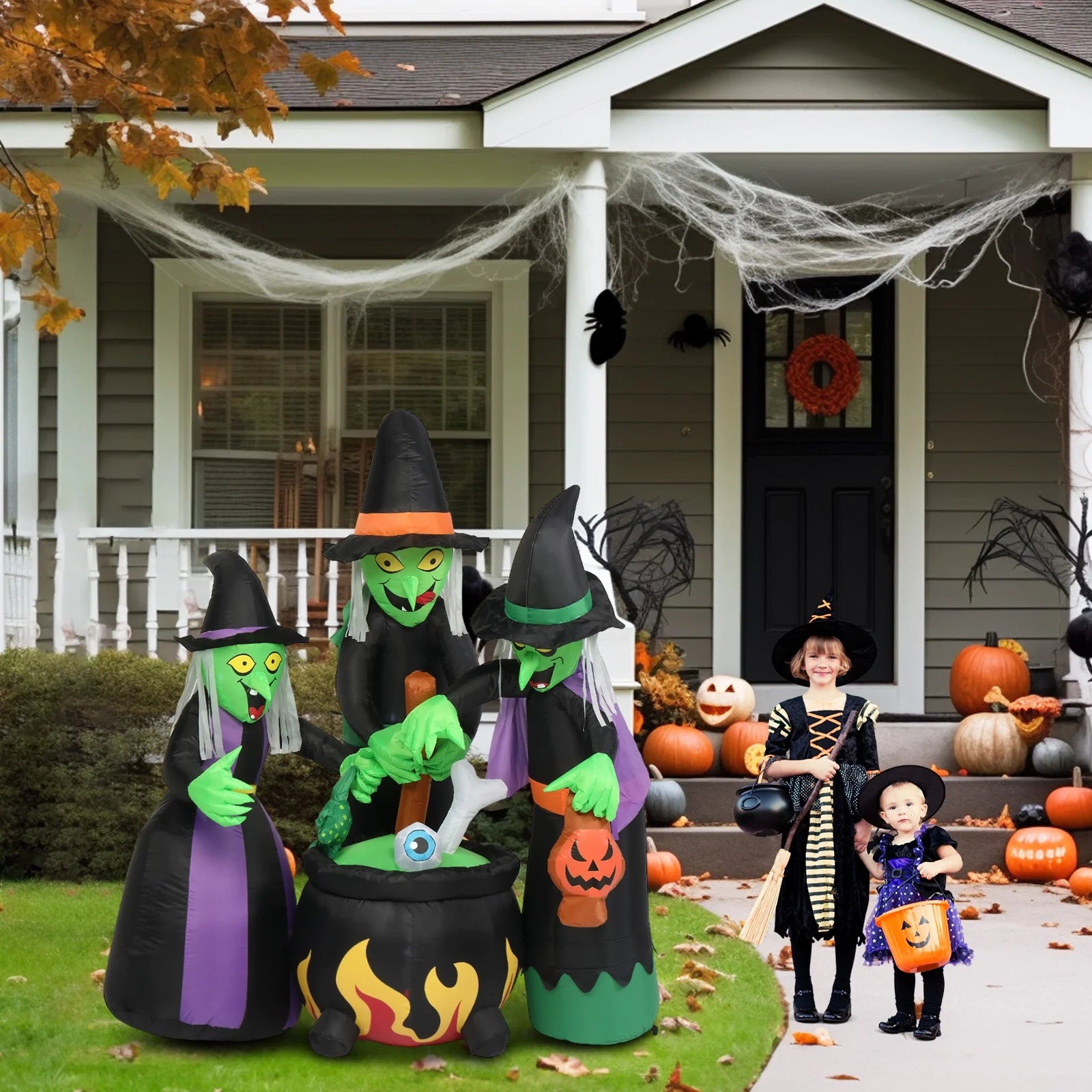 6' Halloween Inflatables Outdoor Halloween Witches Decoration Blow up Witches