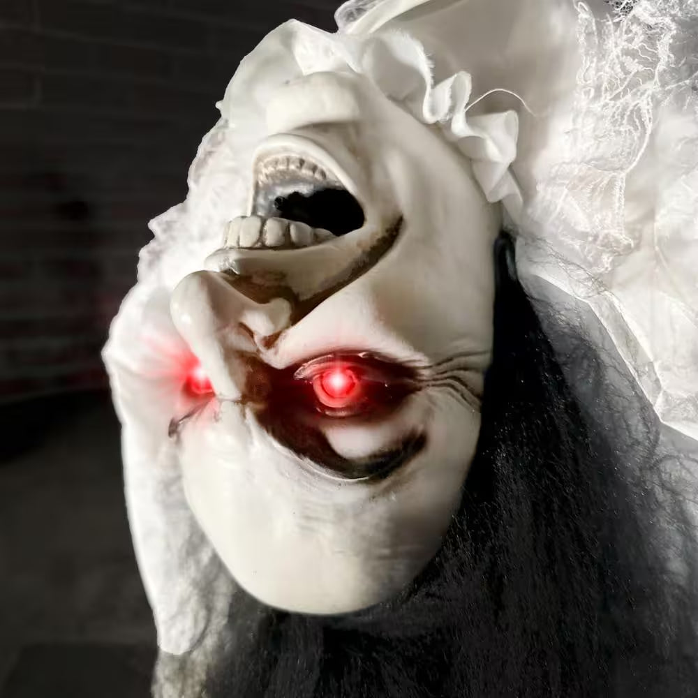 35 In. Lifesize Animatronic Possessed Woman with Lights and Sound, Indoor/Covered Outdoor Halloween Decoration