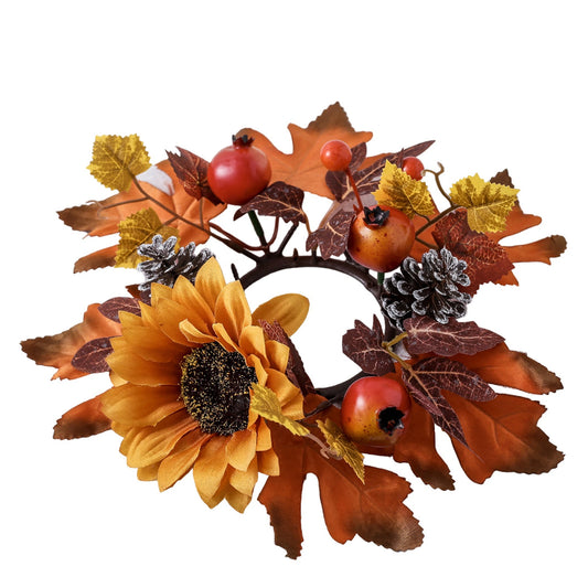 Harvest Pumpkin Spice Scented Candle Centerpiece Autumn Maple Leaf Garland Thanksgiving Table Decoration