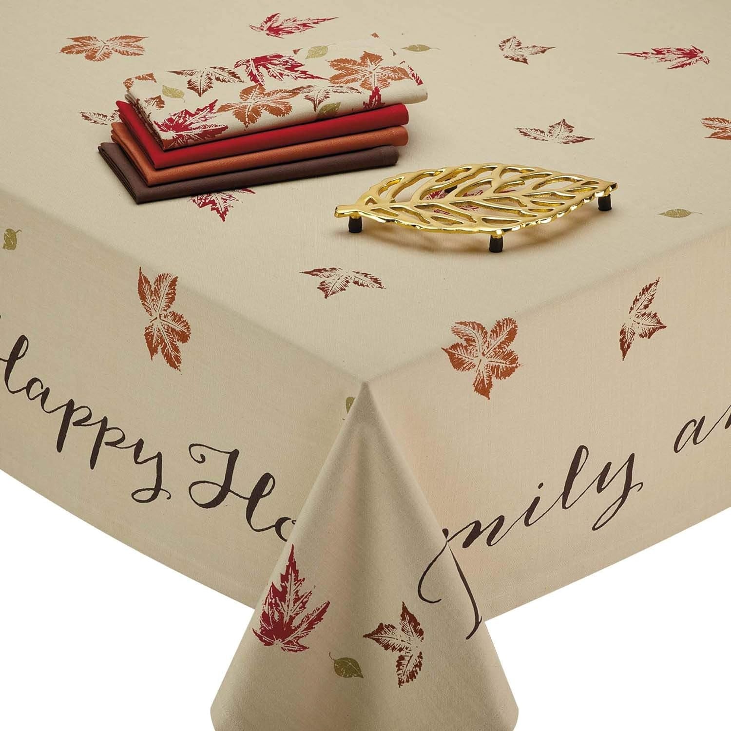 Rustic Autumn Leaves Kitchen Collection Thanksgiving & Fall Table Décor, Tablecloth, 60X104