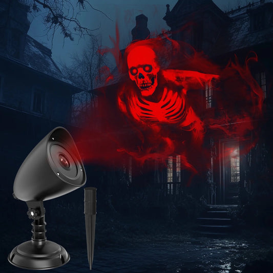 Halloween Projector Lights, 3D Dynamic Skull Ghost Projector Decorations Lights for Outdoor Indoor Halloween Decor