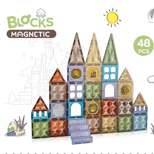 Magnetic Blocks-86Pcs Magnetic Building Blocks Magnetic Tiles Stacking, Build-Magnet-World Set, STEM Montessori Sensory Toys Magnet Blocks，Valentine'S Day Gifts, Boyfriend Gifts Bulk Fidget Toy Set for Kids and Adults Mini Building Block
