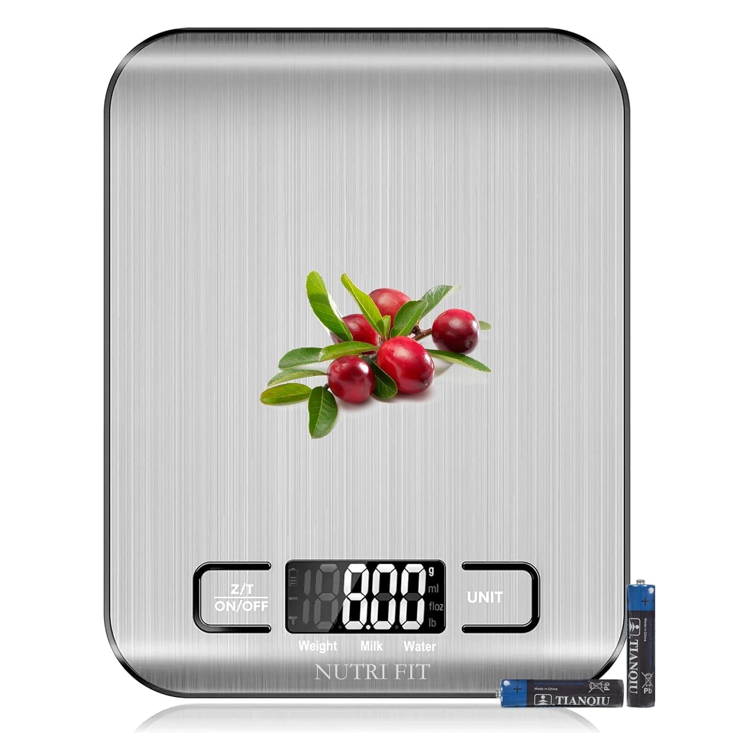 Food Scale,  Kitchen Scales Digital Weight Grams and Ounces Large Stainless Steel Platform for Baking Cooking Weight Loss, High Accuracy Bread Coffee Scale, 1G Increment Tare Function, Red