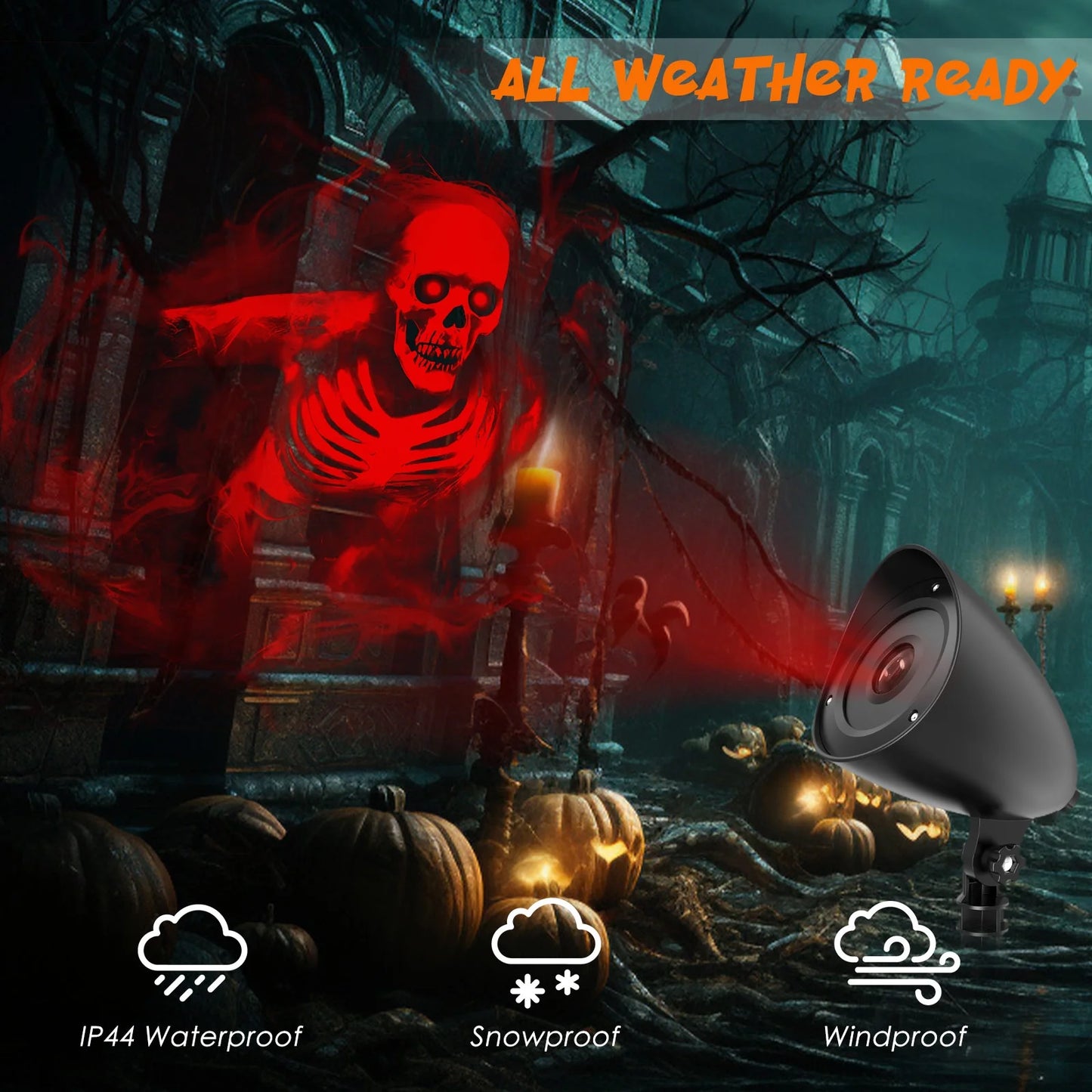 Halloween Projector Lights, 3D Dynamic Skull Ghost Projector Decorations Lights for Outdoor Indoor Halloween Decor