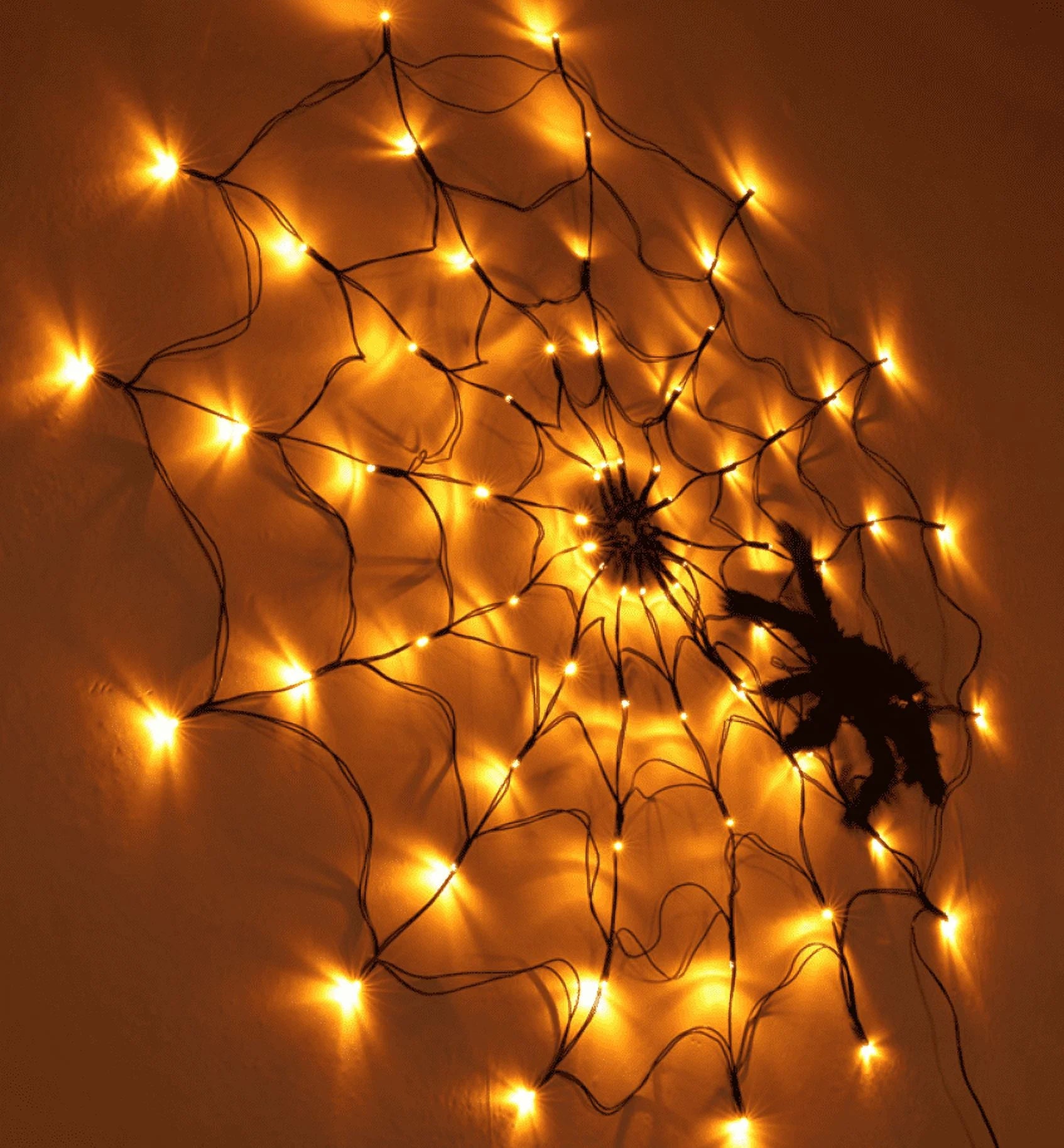Spider Web Lights Halloween Decoration Lights LED Atmosphere Layout Halloween Decoration Props Usb Light Strings
