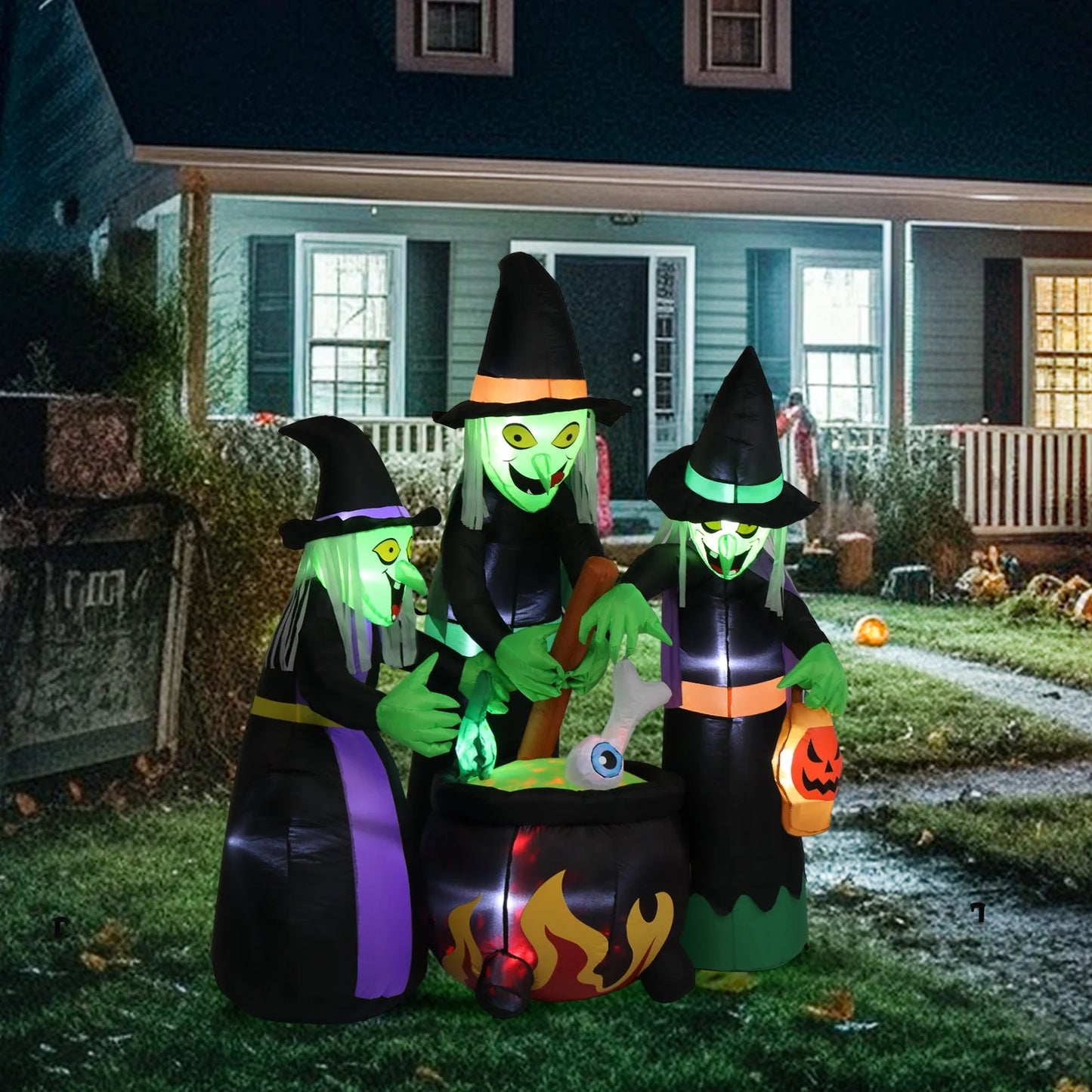 6' Halloween Inflatables Outdoor Halloween Witches Decoration Blow up Witches