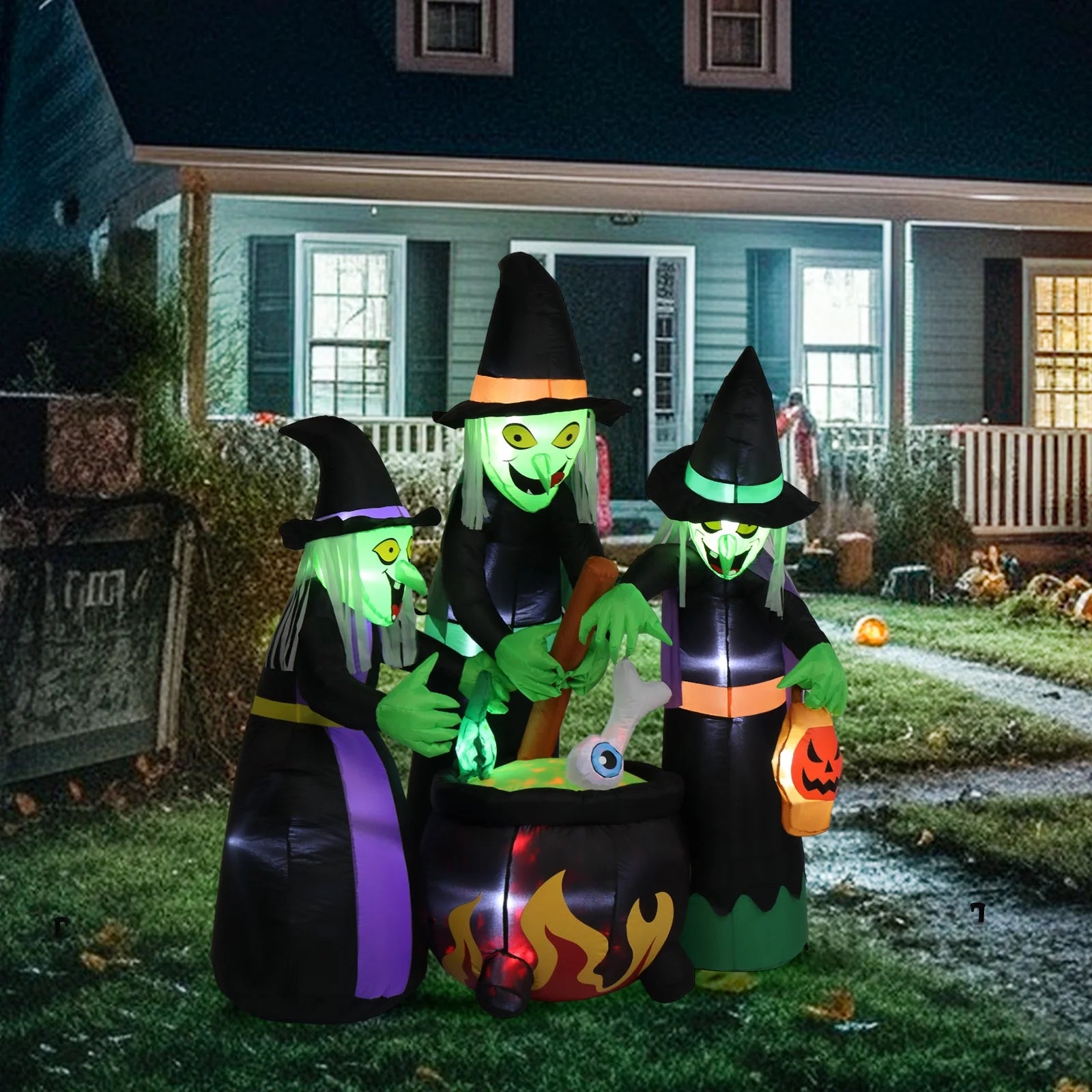6' Halloween Inflatables Outdoor Halloween Witches Decoration Blow up Witches