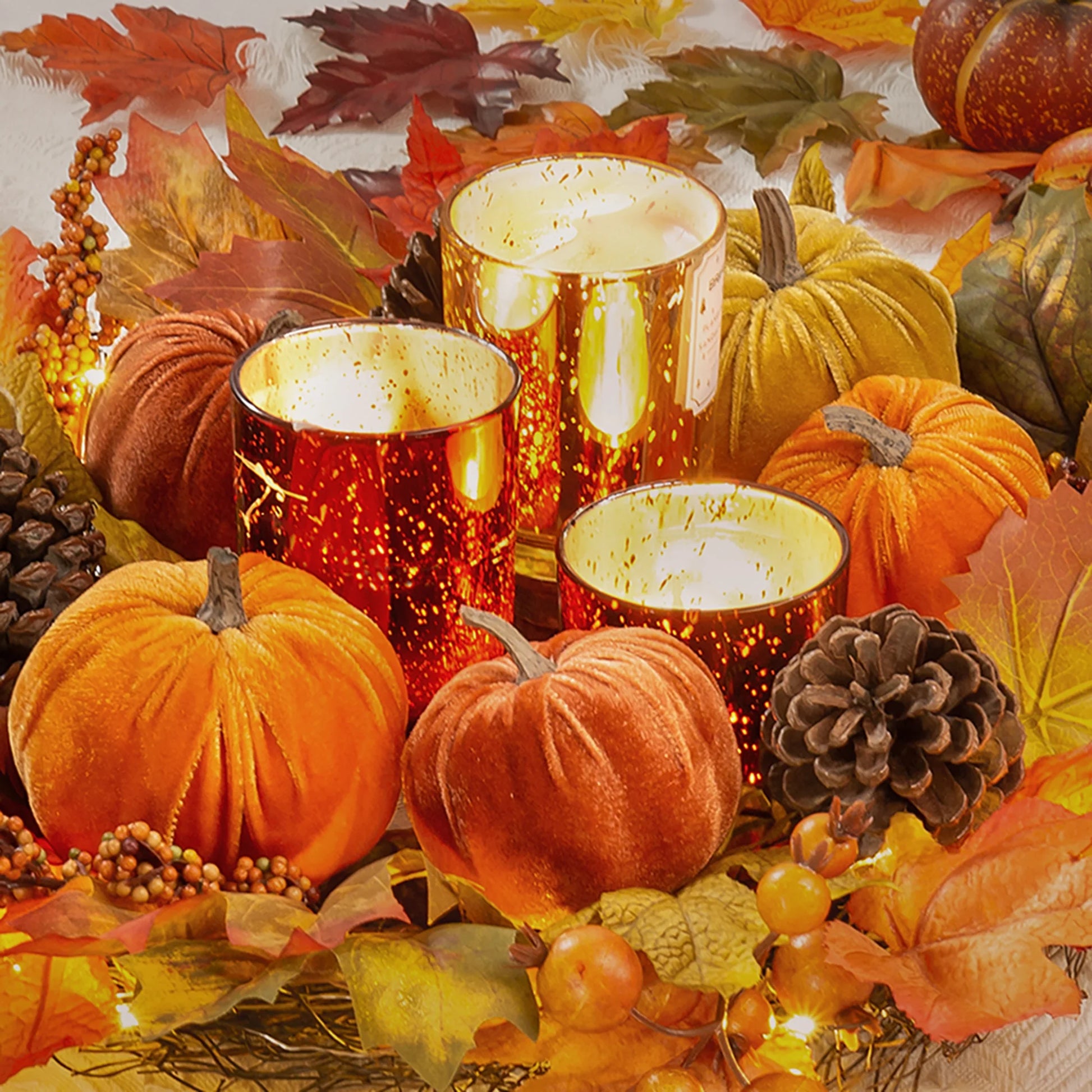 20'' Autumn Pumpkin Wreath Velvet Pumpkin Fall Maple Leaves Pinecones Wreaths for Front Door Home Decor with Metal Hook Large Harvest