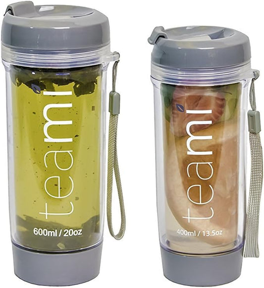 Tea Tumbler Infuser Bottle - Grey, 20 Ounce - BPA FREE - Double Walled Mug, Hot or Cold - Our Best Infusion Bottles for Infused Fruit, Smoothies, Tea, Even Coffee