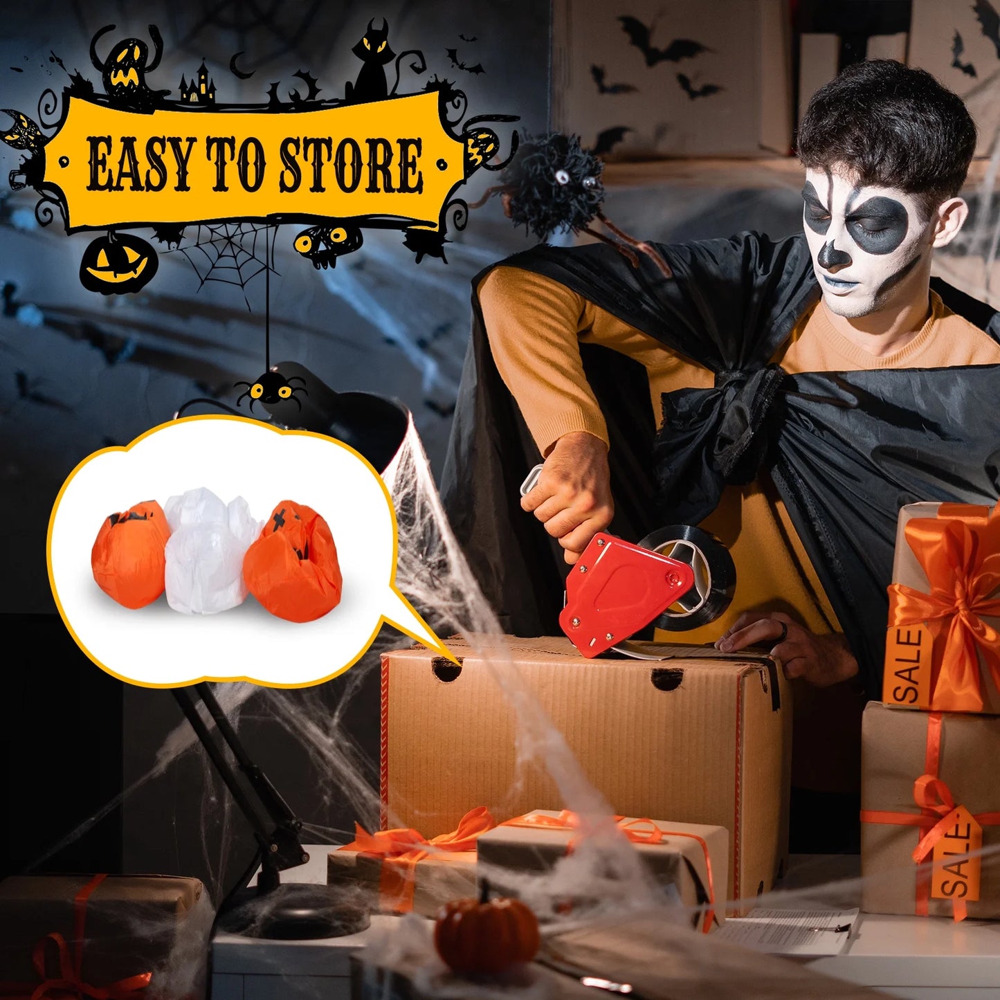 12 ' Halloween Ghost & Pumpkin Outdoor Halloween Inflatables for Patio Garden Decor,1 Pcs